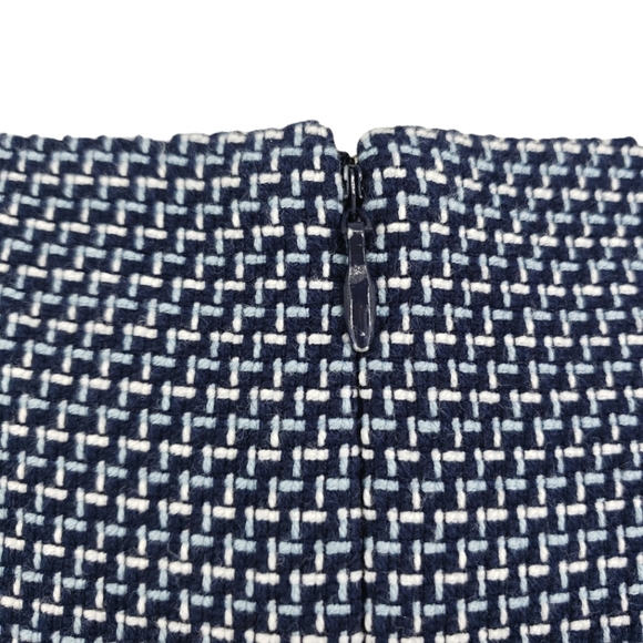 Ann Taylor LOFT Sheath Dress Blue Tweed Fringe Sleeveless Knee Length - Picture 6 of 8